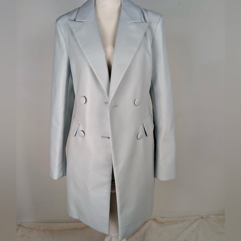 AVEC LES FILLES DOUBLE BREASTED FAUX LEATHER BLAZER